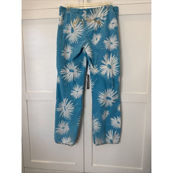 VTG Y2K SM Juicy Couture Wide Leg Pajama Bottoms Lounge Pants Turquoise Floral - Picture 12 of 12